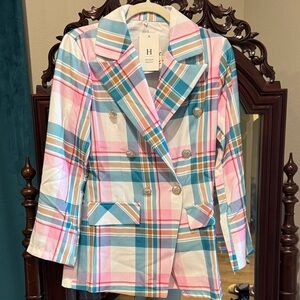 Chic Plaid Double-Breasted Blazer